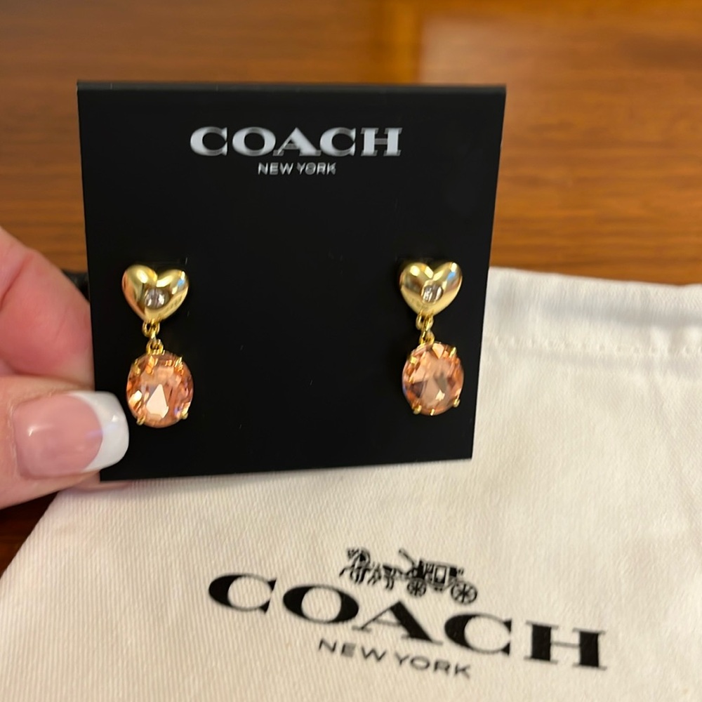 NWT Coach Gold & Pink Earrings